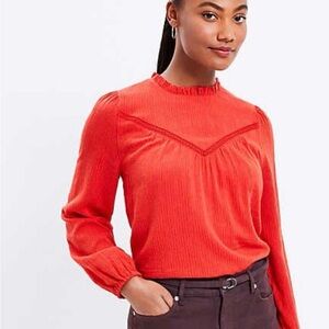 LOFT Vibrant Red Blouse with Long Sleeves